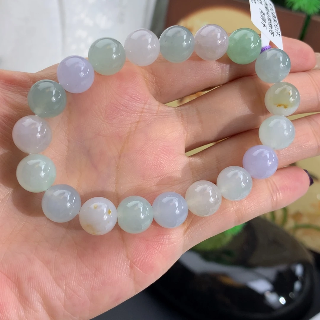翡翠未镶嵌手串卡10胶润马卡龙手串