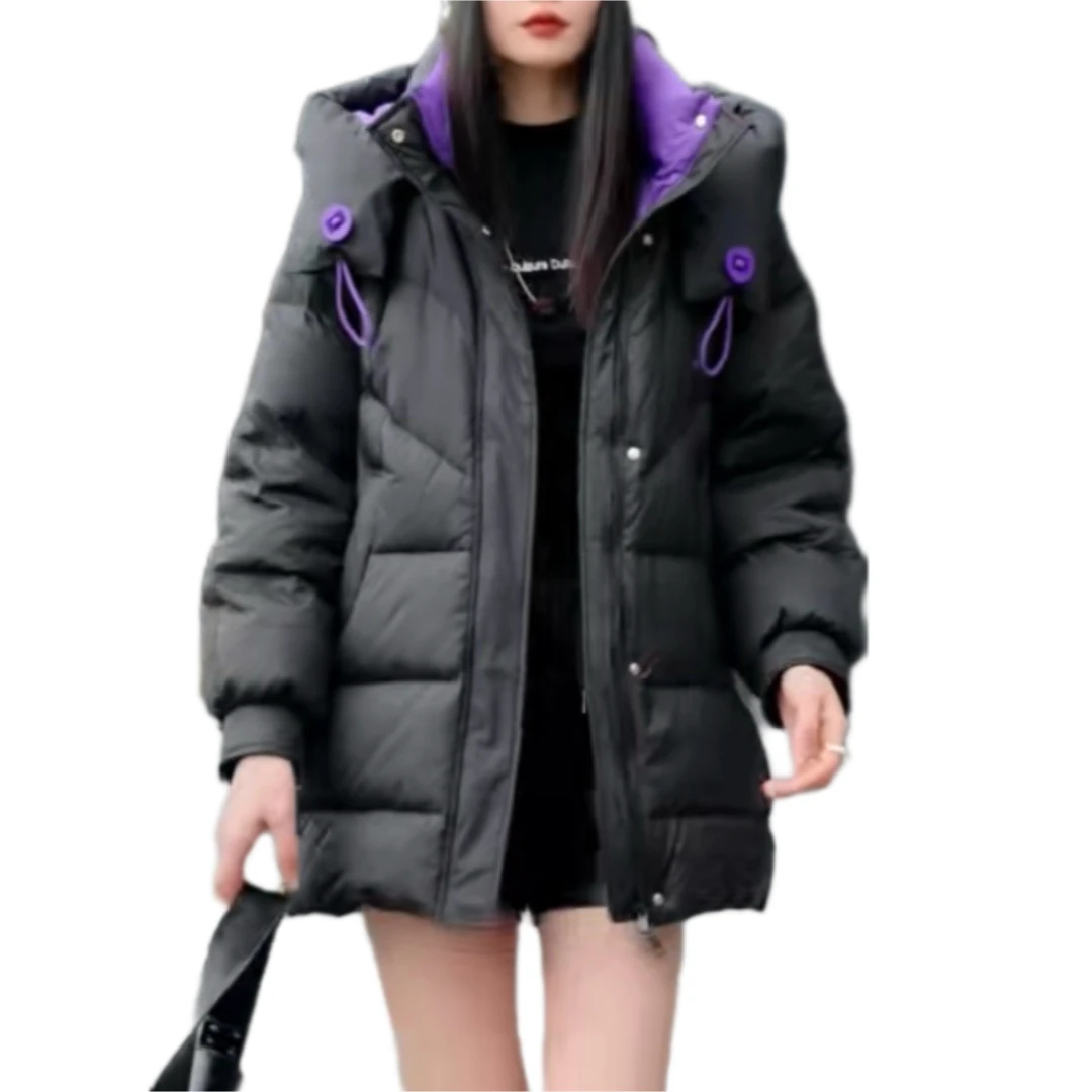 冬季新品17时尚洋气百搭宽松减龄连帽外套