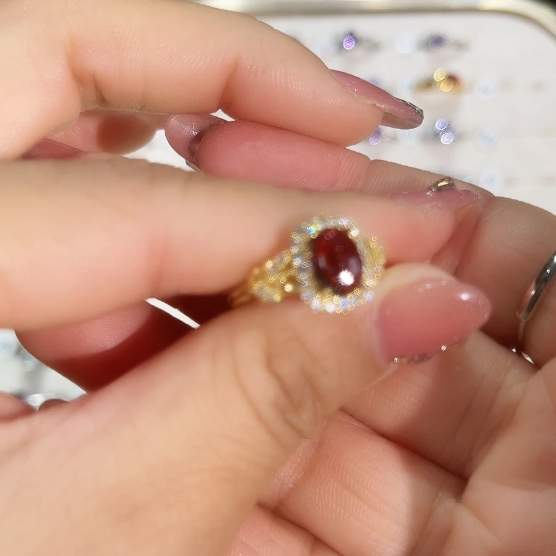 岫玉银S925镶嵌戒指戒指