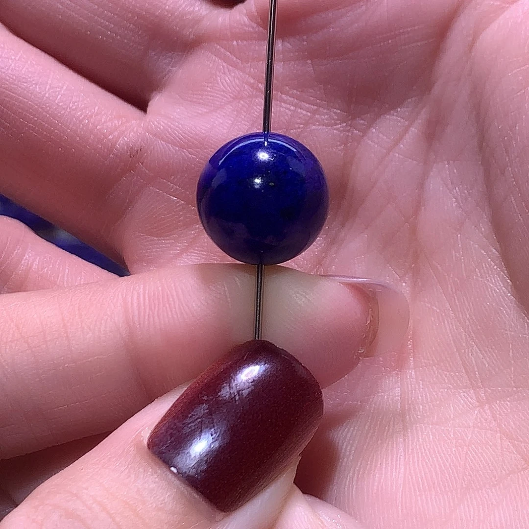 青金石未镶嵌天然原矿单圆珠13.7m