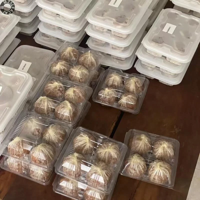 包子纸皮烧麦打包盒半透明盒小笼包包装盒早餐店带盖pet吸塑盒