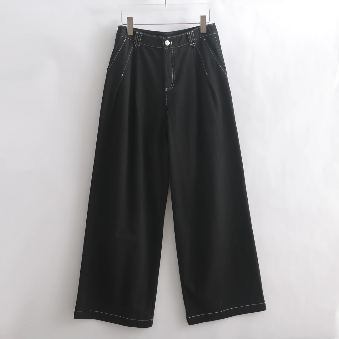 K11B-53917 品质柜货！精裁！女士时尚宽松高腰百搭阔腿牛仔裤