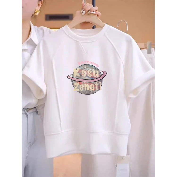 纯棉正肩欧货减龄短袖t恤女2025夏季新款设计感小众时尚百搭上衣