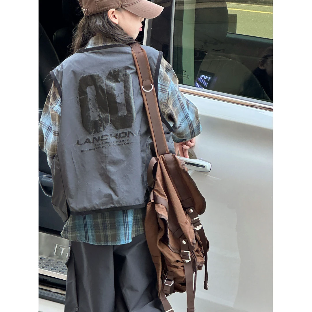 K29723孙小美韩系女童工装马甲2025秋装新款儿童无袖上衣春秋衣服