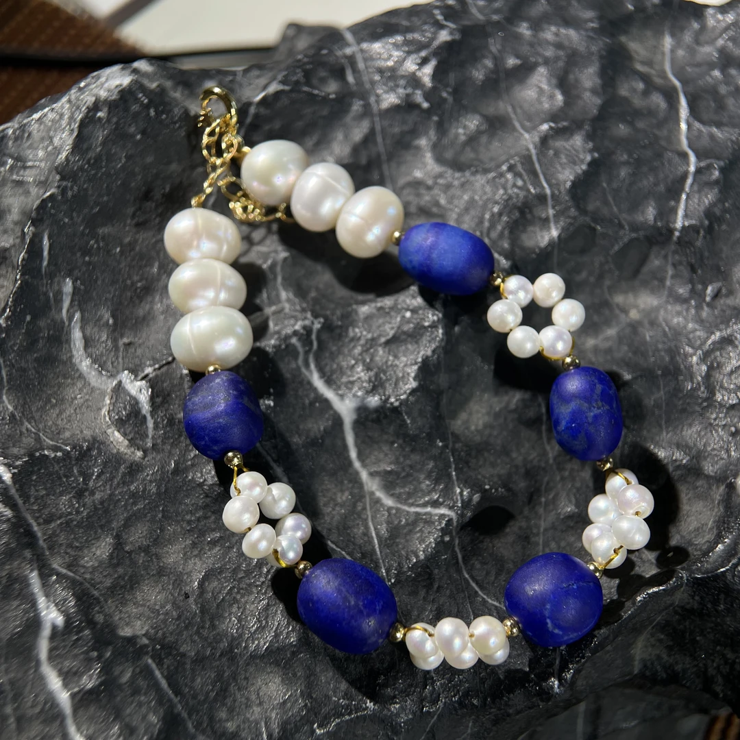 青金石糖果珠珍珠设计款手链 KT25112014