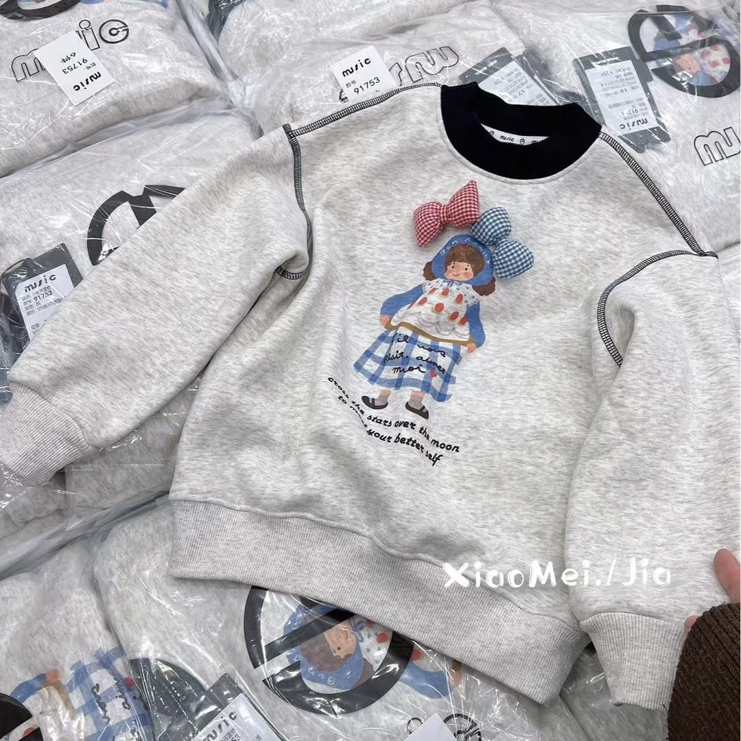 1753儿童小女孩圆领加绒卫衣