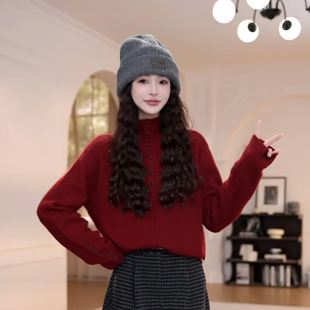 【YY·studio】半高领毛衣女秋冬季新款百搭套头长袖针织衫9130