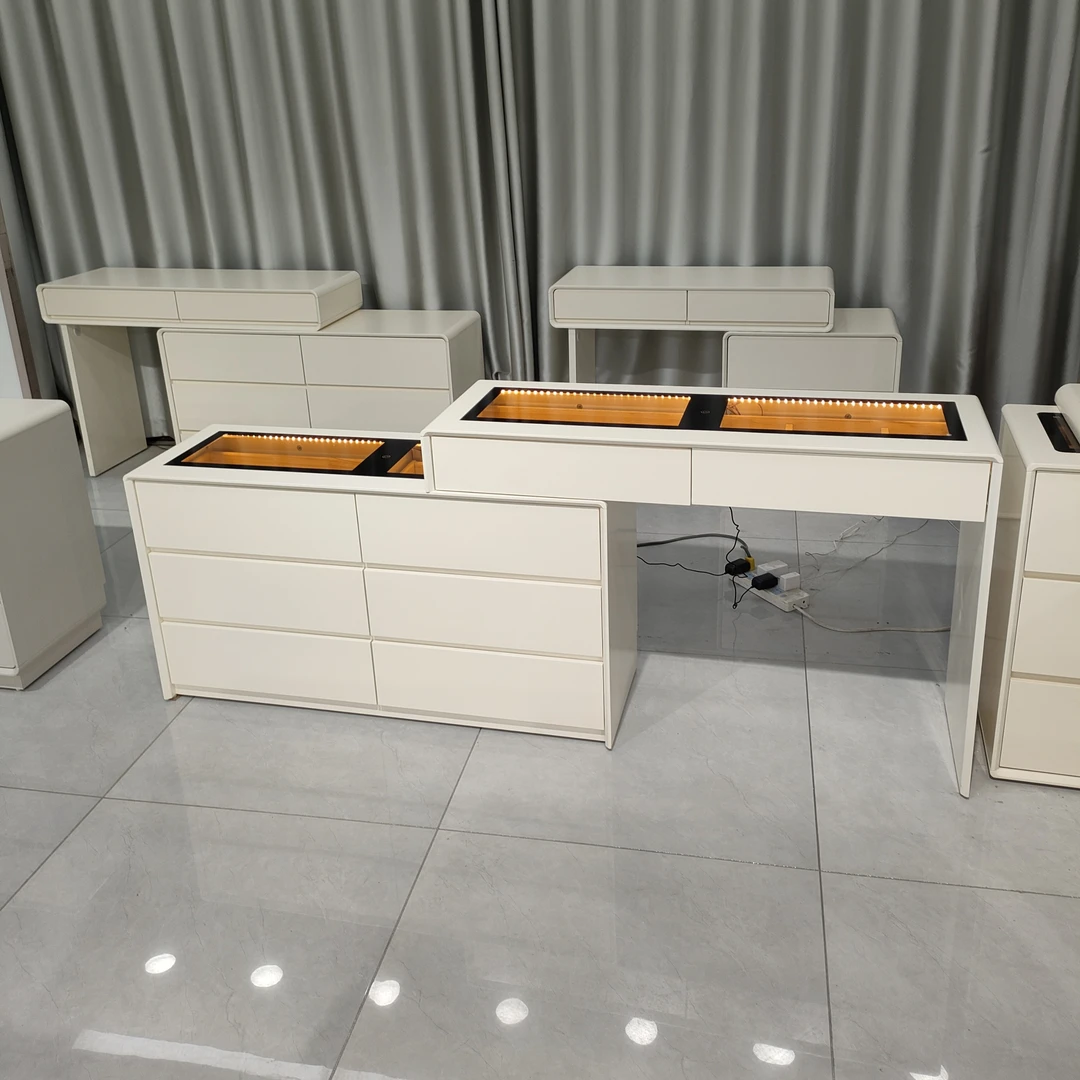 带双感应灯实木生态板伸缩梳妆台