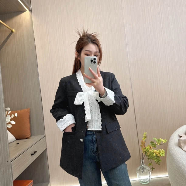 【小Liu姐姐】2025春款宽松时尚蝴蝶结西服外套～5803#