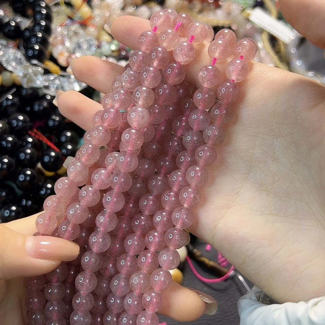 玛瑙/玉髓合金珠宝半成品草莓晶卡8一条