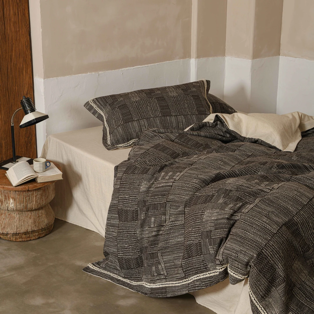 Black gold丨60%棉40%麻棉麻四件套小香风织带高定廓形黑金双色纱