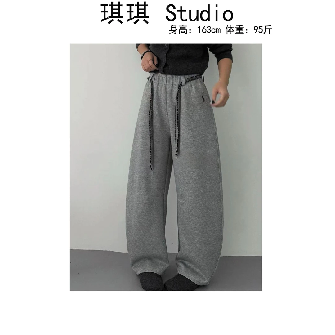 《琪琪家》秋冬季新款设计刺绣小马双抽绳两穿减龄休闲裤25328-CS