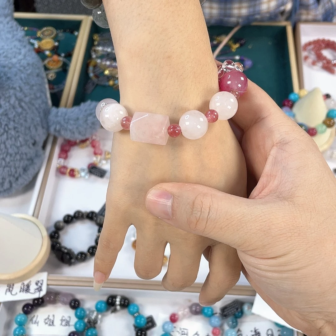 水晶手链银S925镀金镶嵌