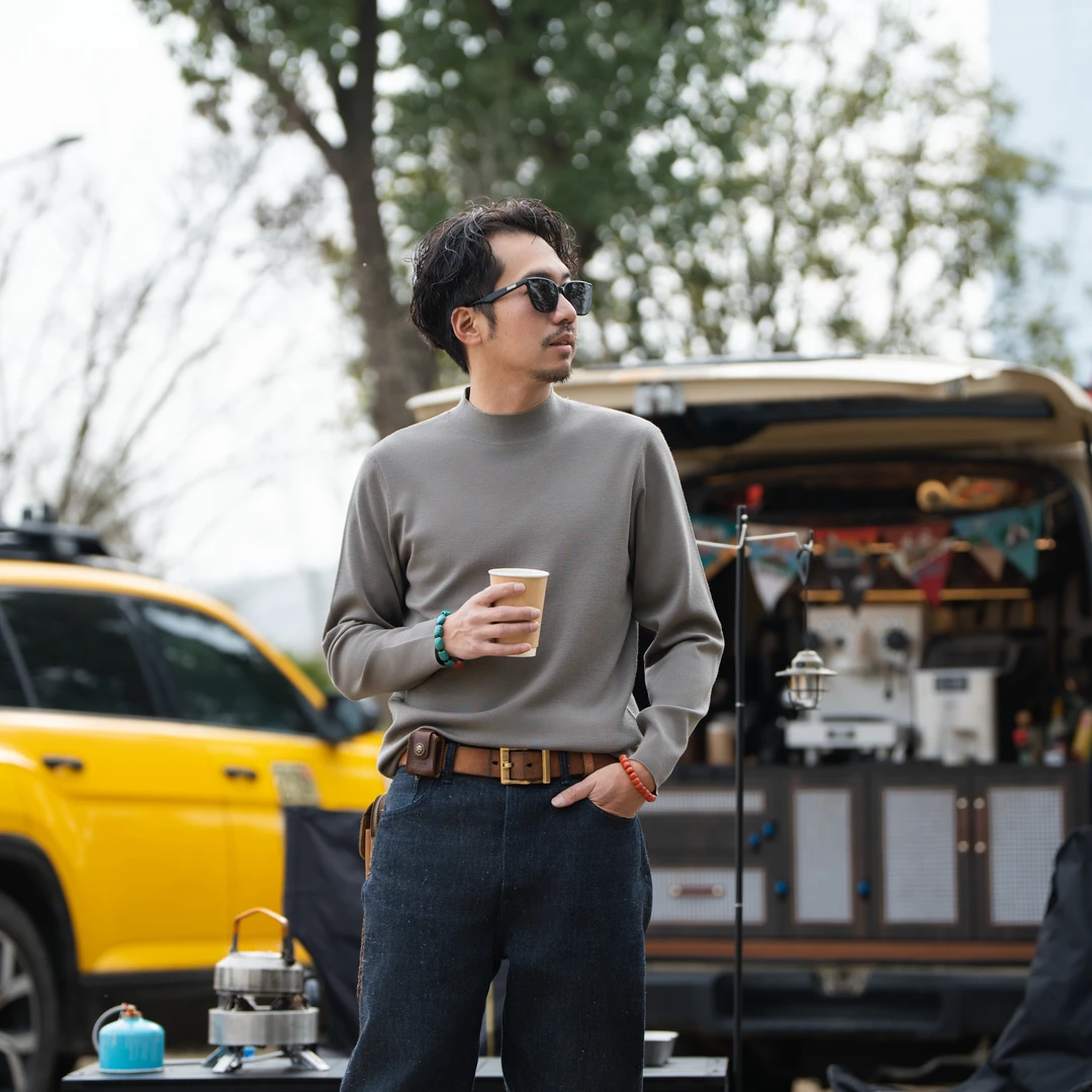 【精纺100%纯羊毛】春季新款80支精纺纯羊毛亲肤体感男士针织衫