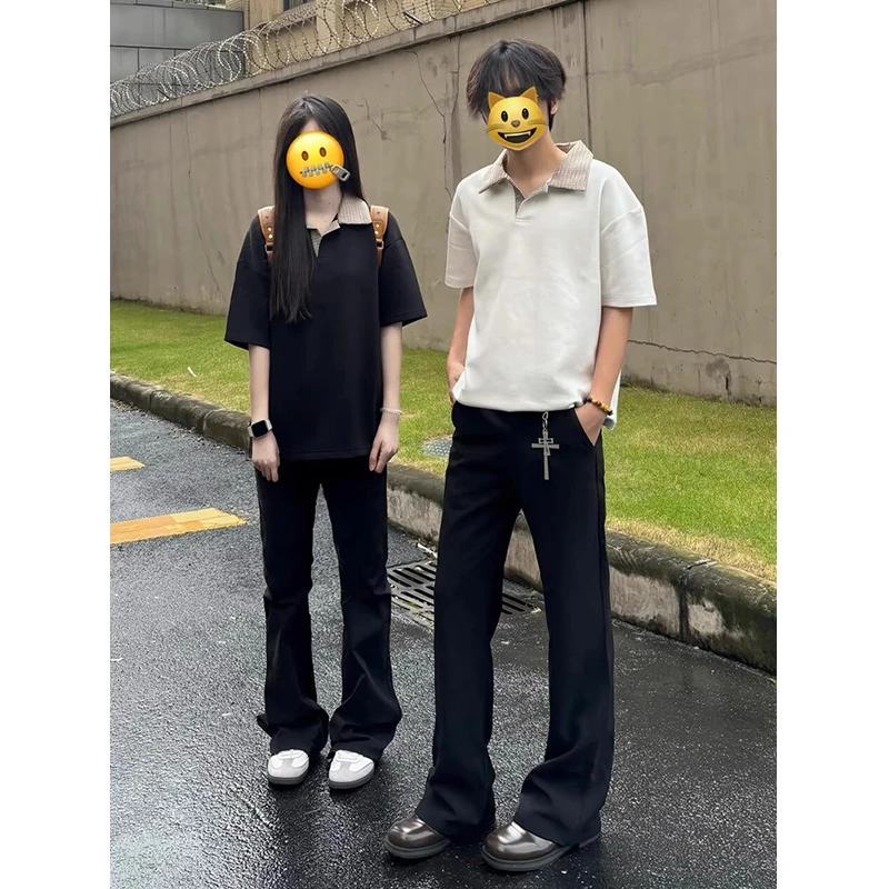 美式弯刀西裤男夏季薄款cleanfit冰丝裤子修身直筒显瘦微喇休闲裤