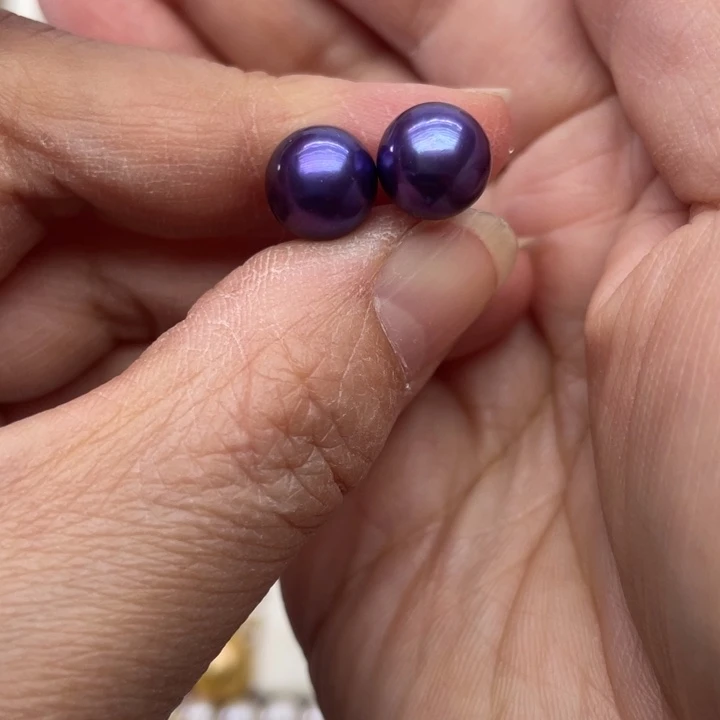 淡水珍珠耳饰银S925镶嵌豆**h