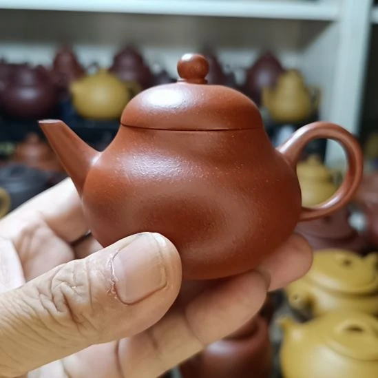 紫砂茶壶原矿红降坡剑流梨型150cc半手工