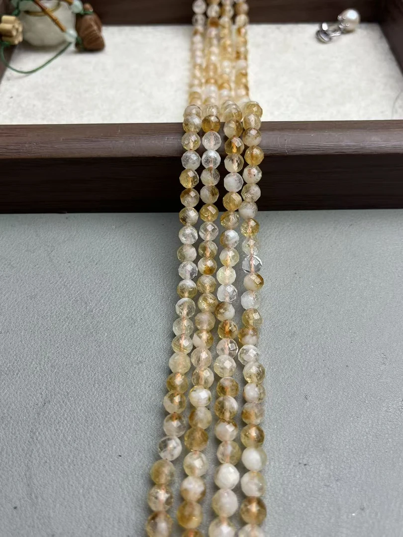 天然6mm左右蜂蜜奶盖黄塔晶刻面半成品可DIY做手串锁骨链当配珠