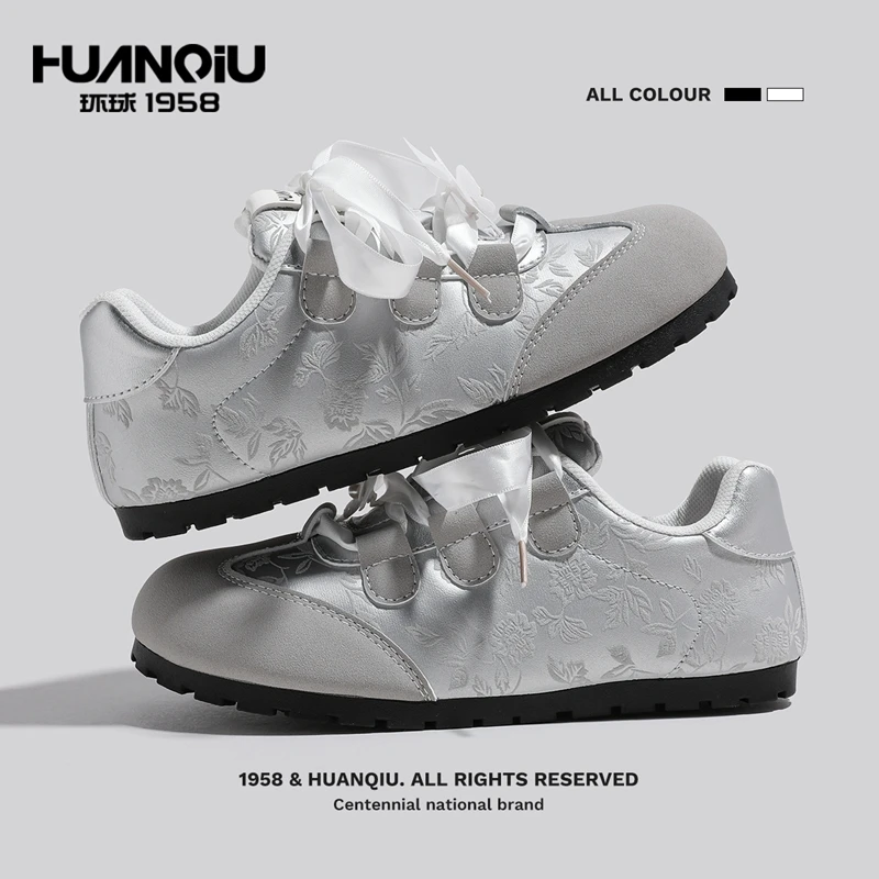 环球女鞋蝴蝶结芭蕾舞鞋德训鞋2025新款秋季阿甘鞋休闲鞋运动鞋子