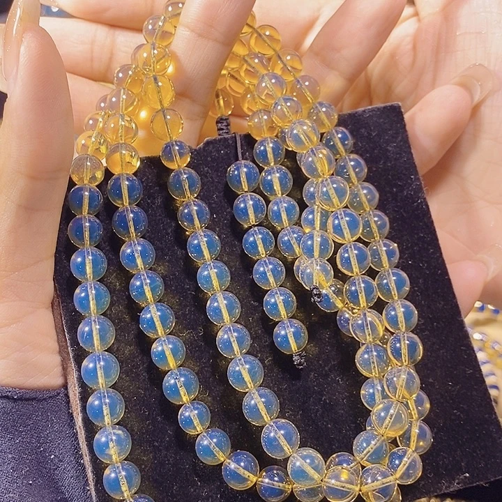 蓝珀未镶嵌珠宝奇石墨西哥蓝珀佛珠7