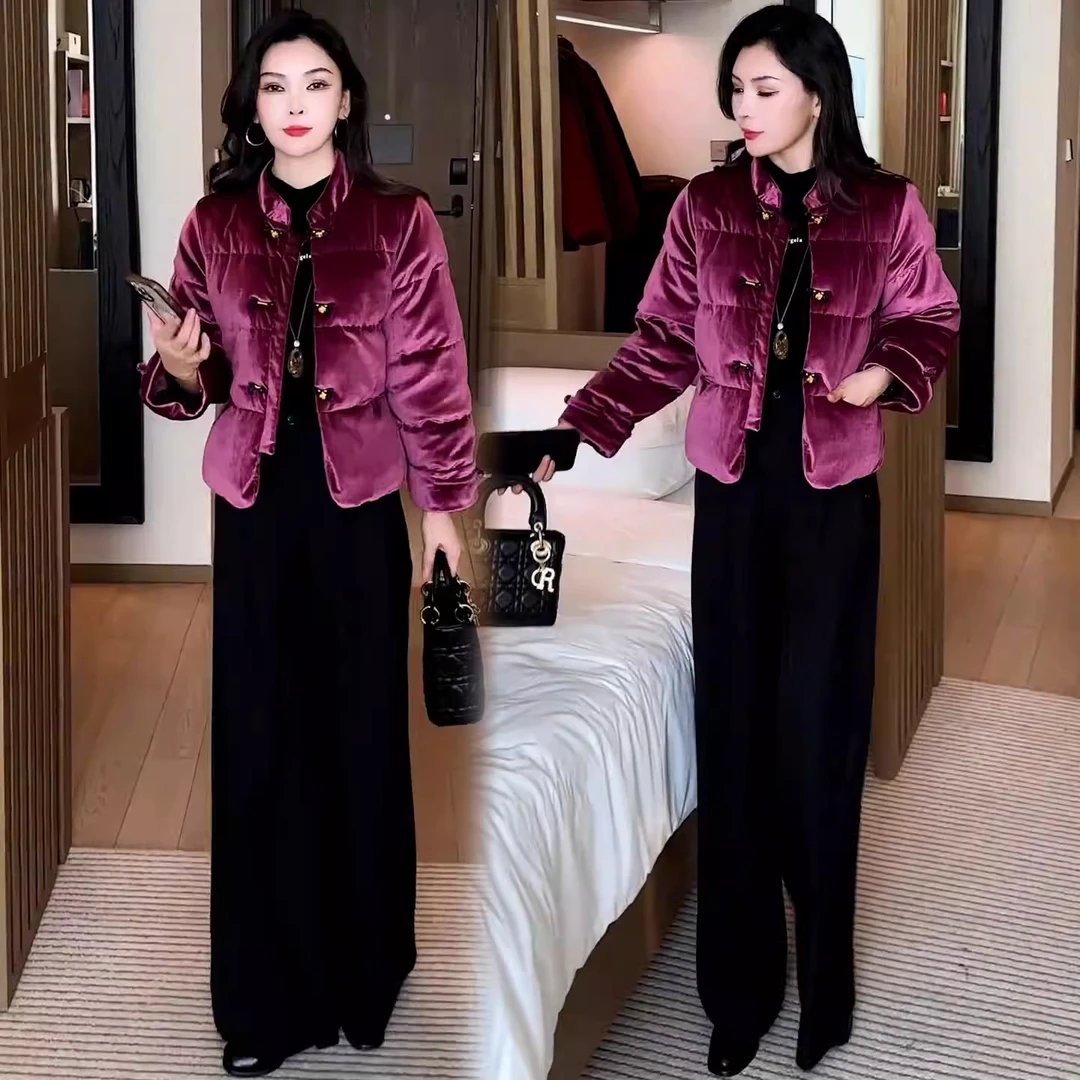 新中式国风立领盘扣短款棉服女冬季新款洋气减龄显瘦保暖百搭棉袄