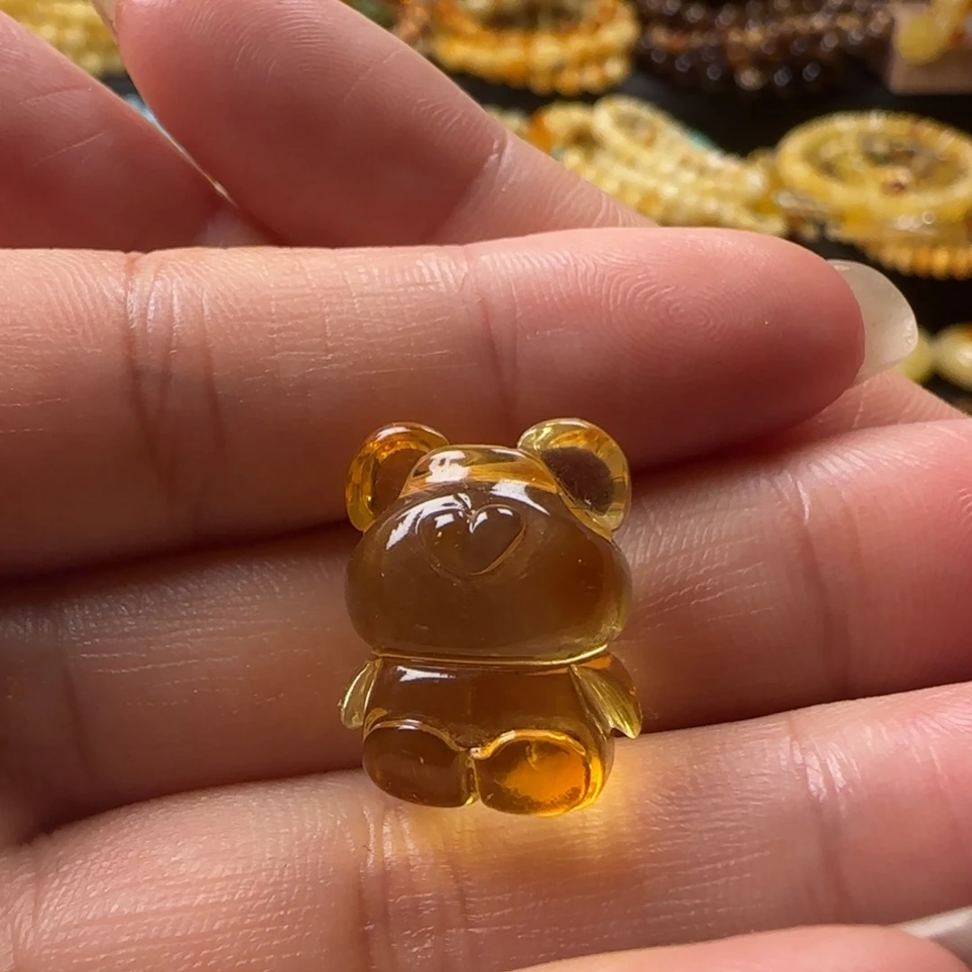 蜜蜡颈饰未镶嵌金珀小熊吊坠（打孔不退换）