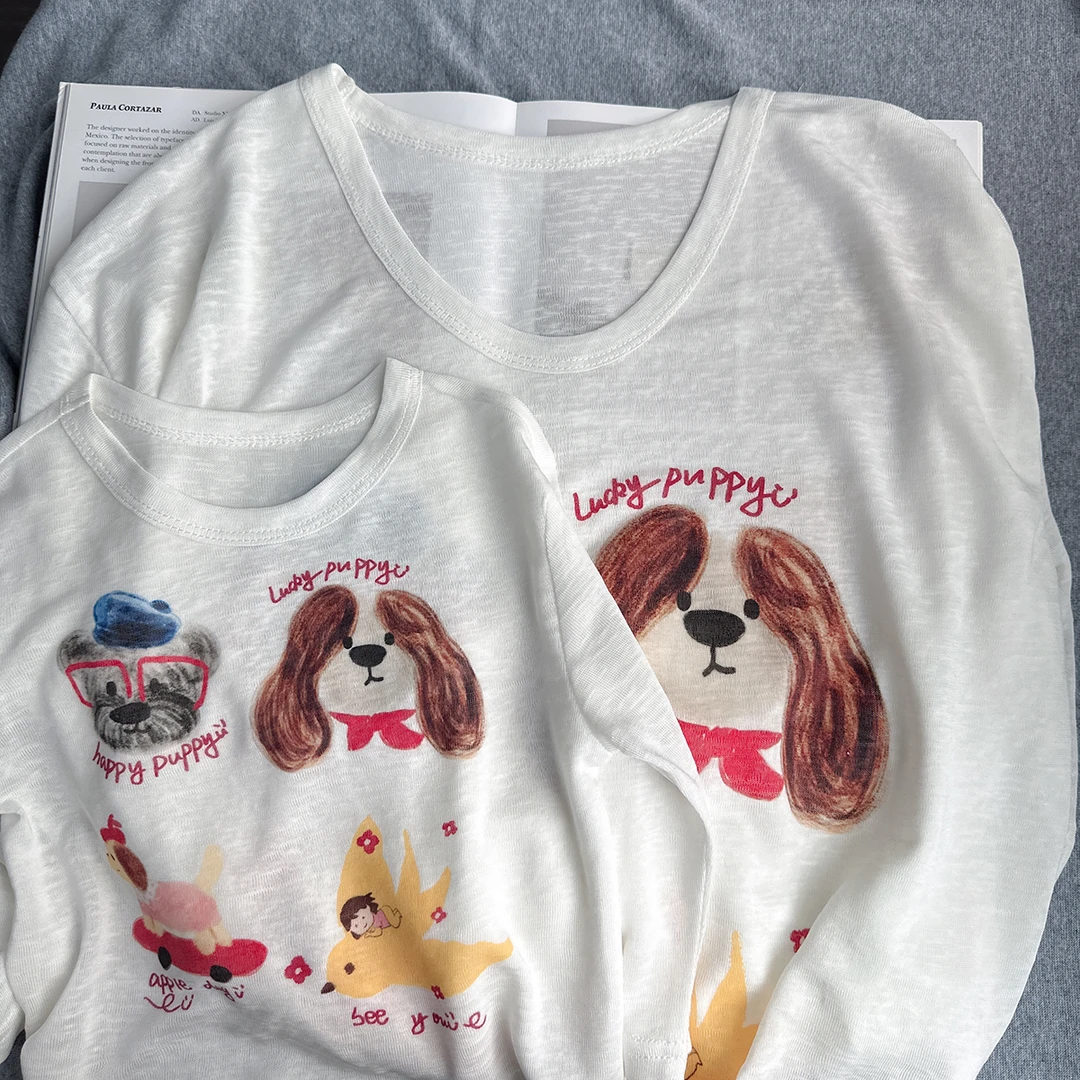 【莱赛尔亲子卡通长袖T  】婴儿装男女童短袖T恤夏装夏季E23