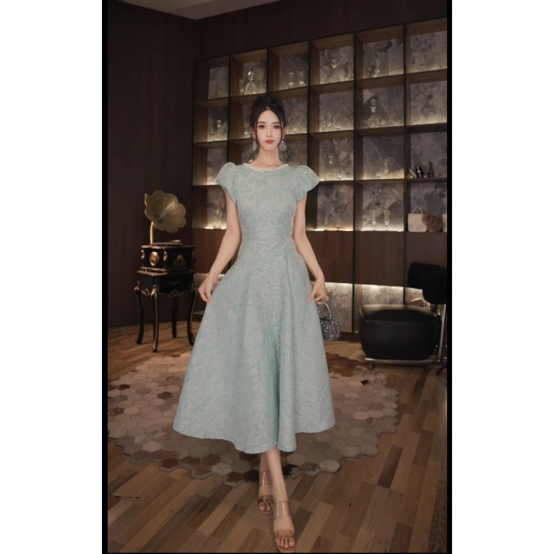 七爷定制 国内设计师品牌 显瘦气质重工连衣裙 45148