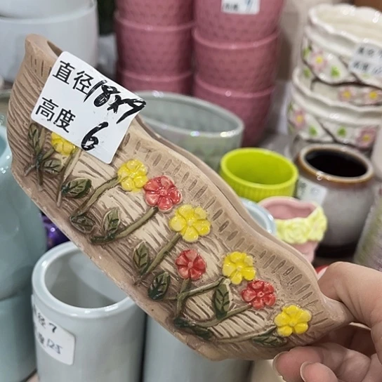 多肉绿植陶瓷花盆9.9包邮，有孔