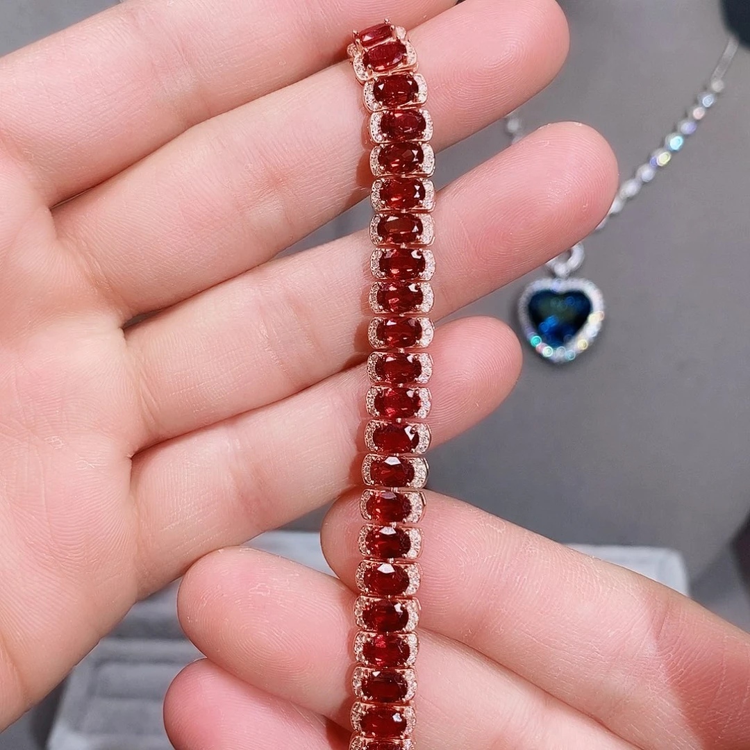 石榴石手链银S925镶嵌饿****狗