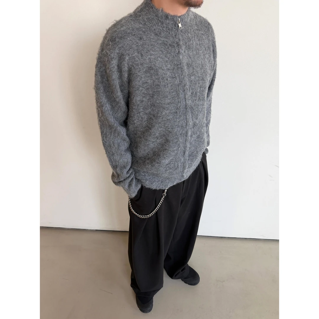 Anniehall25fw 混纺拉毛马海毛风格立领拉链毛衣保暖内搭