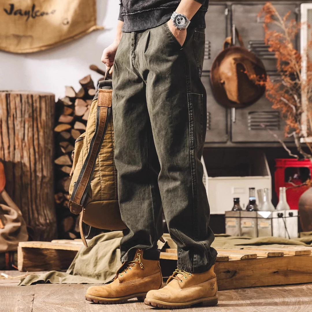 美式复古工装裤子男加绒冬季2025新款潮牌宽松直筒加厚男士休闲裤