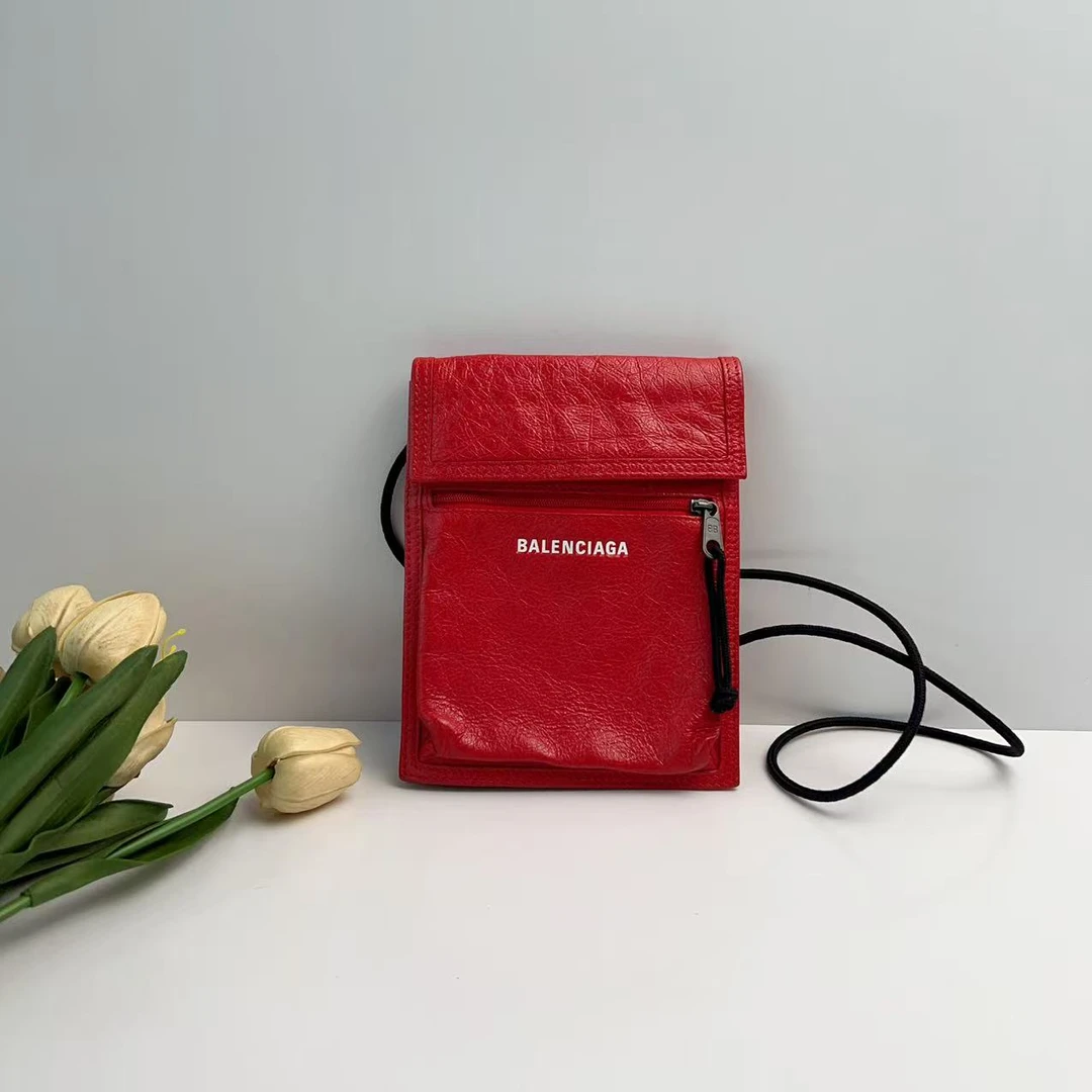 95新 Balenciaga/巴黎世家 巴黎世家红色百搭手机包