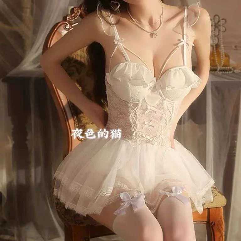 YSDM【010】洛丽塔吊带含胸垫睡衣甜美蕾丝蓬蓬约会睡裙小胸