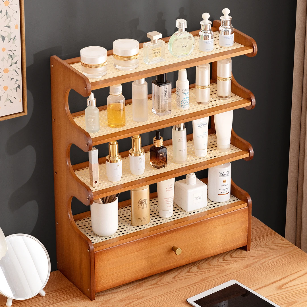 桌面化妆品收纳盒茶具展示柜子餐具家用厨房收纳储物水杯子置物架