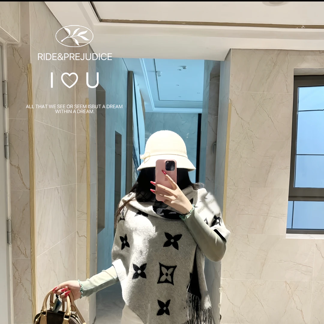 【LLLLL芯片礼盒装】时尚高端定制围巾羊绒披肩围脖加厚保暖女秋冬