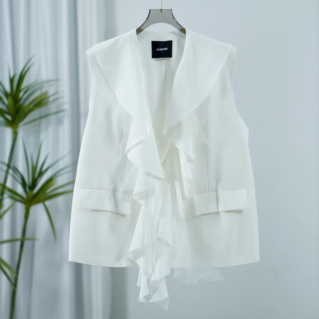 尚系列  S503  女装夏设计款无袖西装白色SS10R15