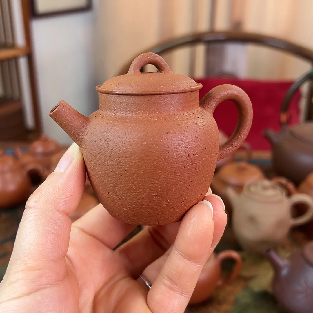 紫砂茶壶精品原矿 慕古宫灯 鱼籽朱泥 全手工制作 100cc