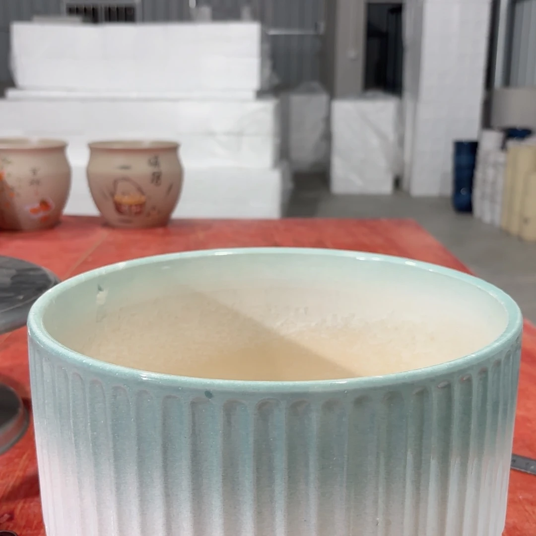 陶瓷花盆渐变灰罗马柱口径28高度17