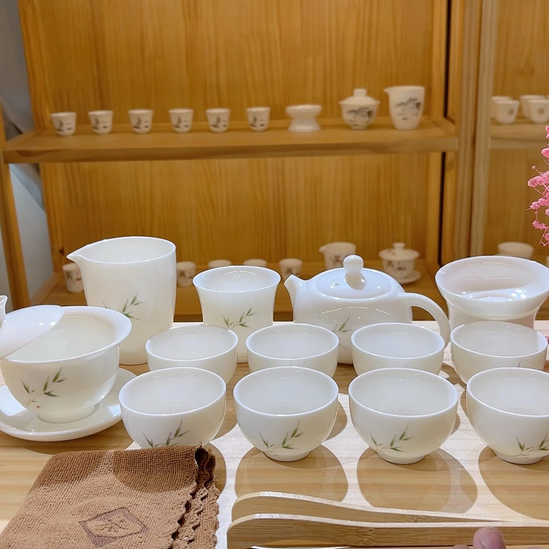 杯玄致羊脂玉瓷茶具套装
