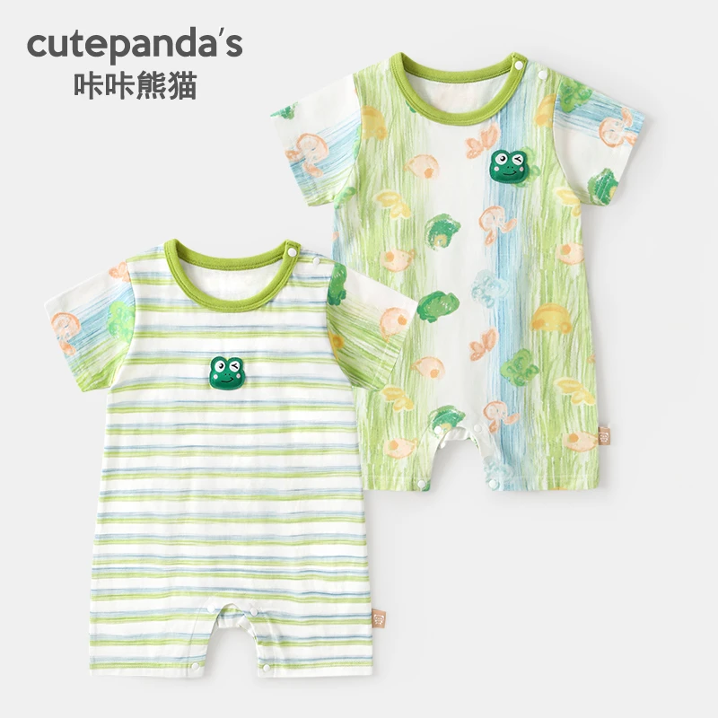 【现货】婴儿短袖短裤连体衣夏装男女宝宝爬爬服满档无骨哈衣Y9507