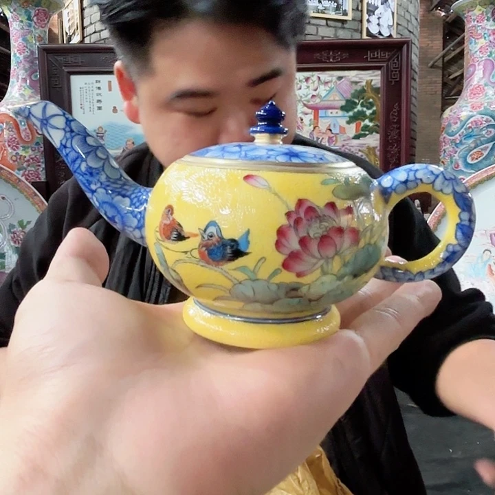 摆件景德镇高温陶瓷扒花壶