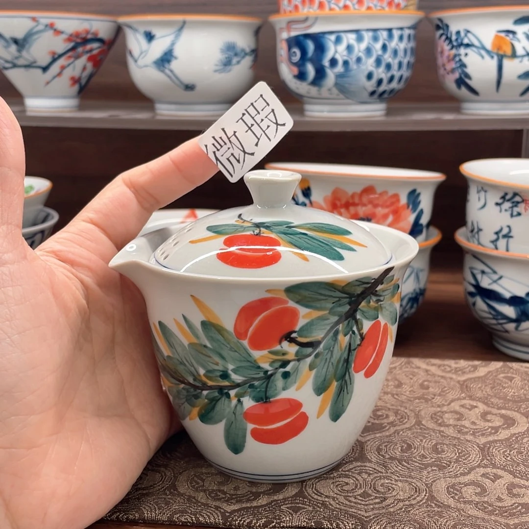 釉下手绘茶具微瑕