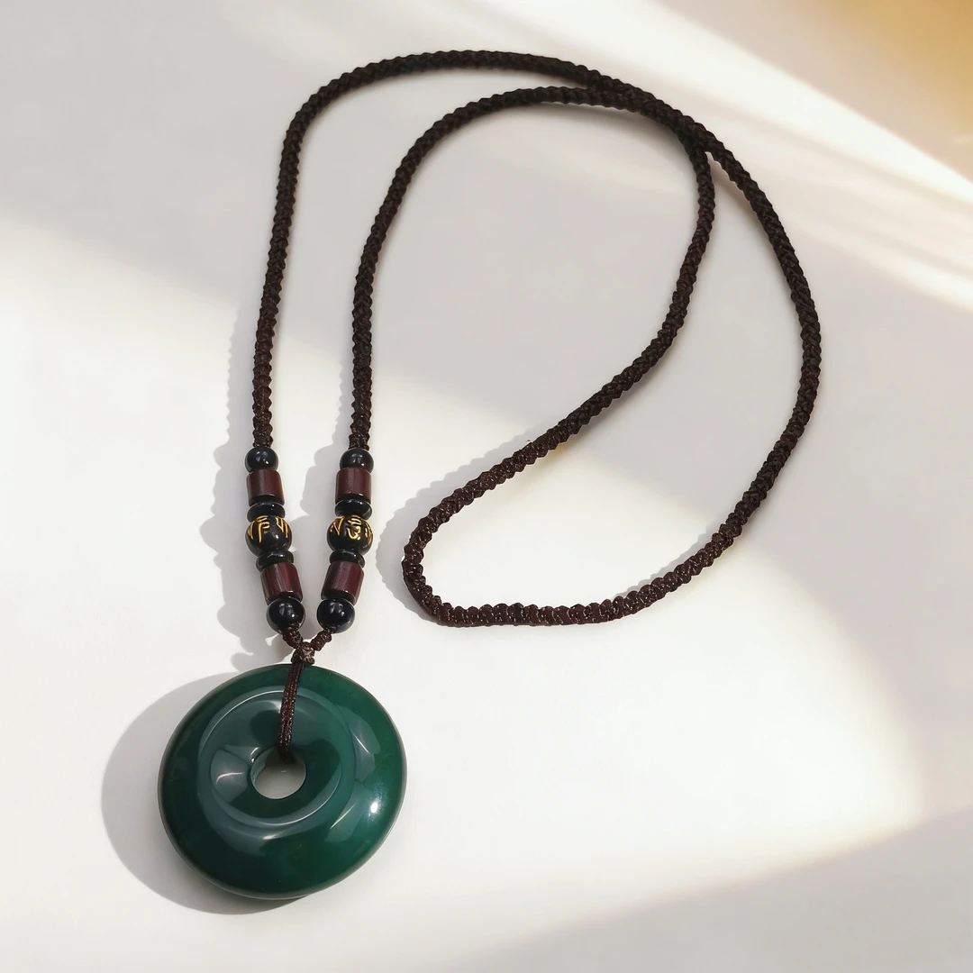 和田翠青平安扣 精品手串 无礼盒 多样性发其一 AK 0010