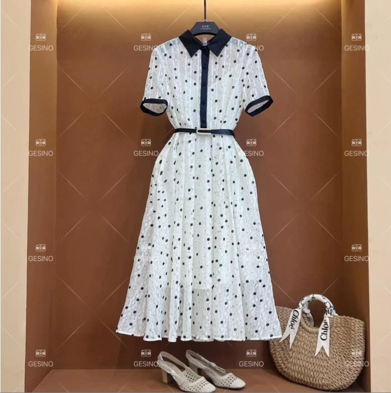 【M】春夏设计师轻奢法式气质印花女士连衣裙 CX-2024225