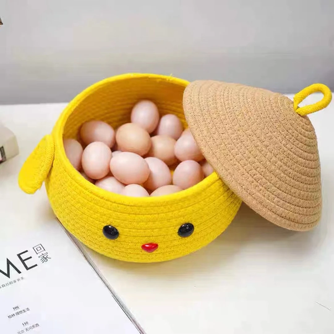 B5卡通布丁狗桌面收纳盒棉绳家用茶几杂物筐化妆品整理储物盒带盖