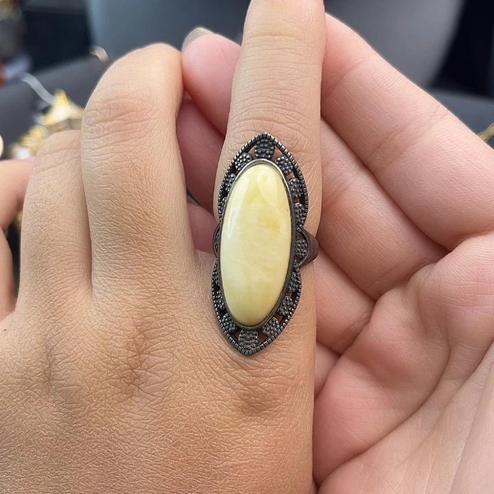 琥珀银S925镶嵌裸石