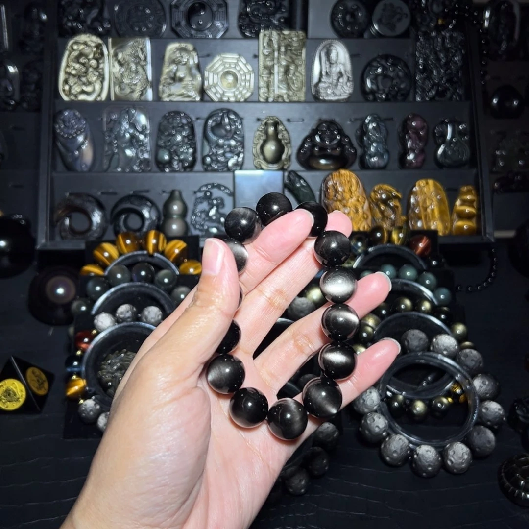 大***K黑曜岩未镶嵌手链