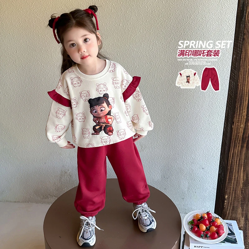 女童超好看春装套装2025新款儿童潮酷哪吒服装宝宝运动衣服两件套