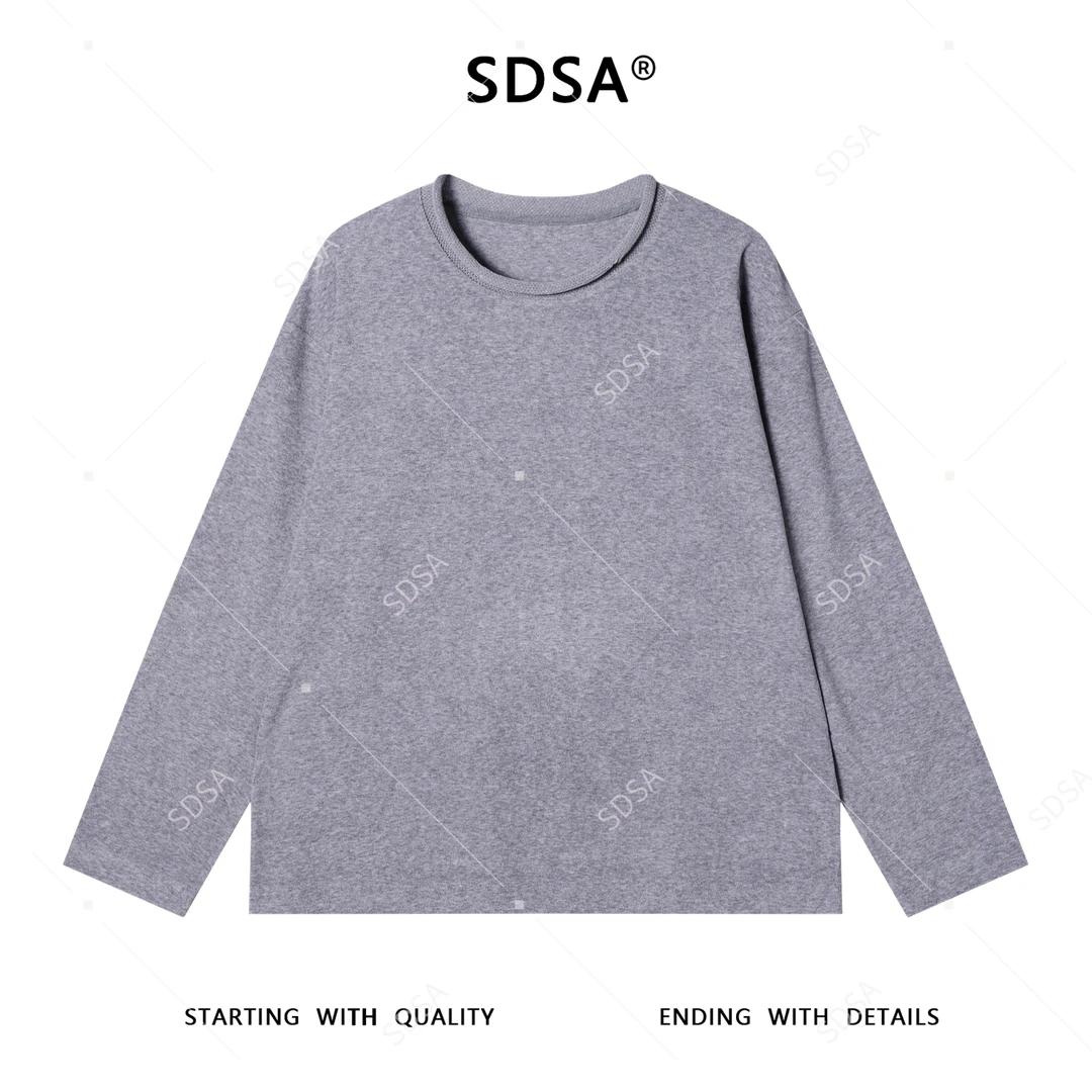 SDSA男士秋冬新款痞帅男装宽松休闲纯色卷边领针织长袖T恤网红款